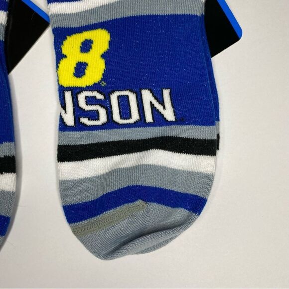 For Bare Feet Jimmie Johnson #48 Blue Yellow Stripe Ankle Socks M 6-11 W 5-10 M - Picture 4 of 10